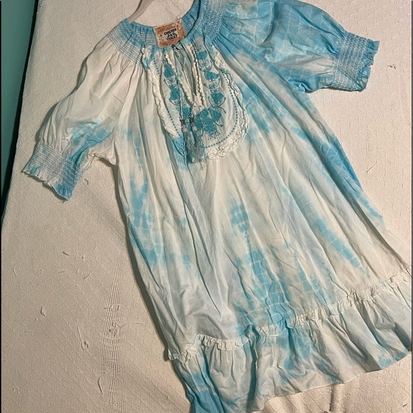 Chelsea and Violet the dyed turquoise blue Tunic Dress with Tassels and ruffles - Picture 1 of 9